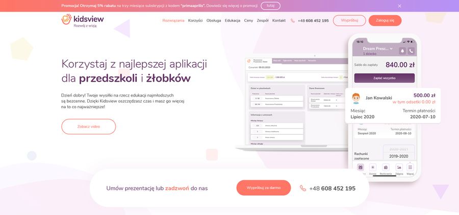 Kidsview — strona produktowa